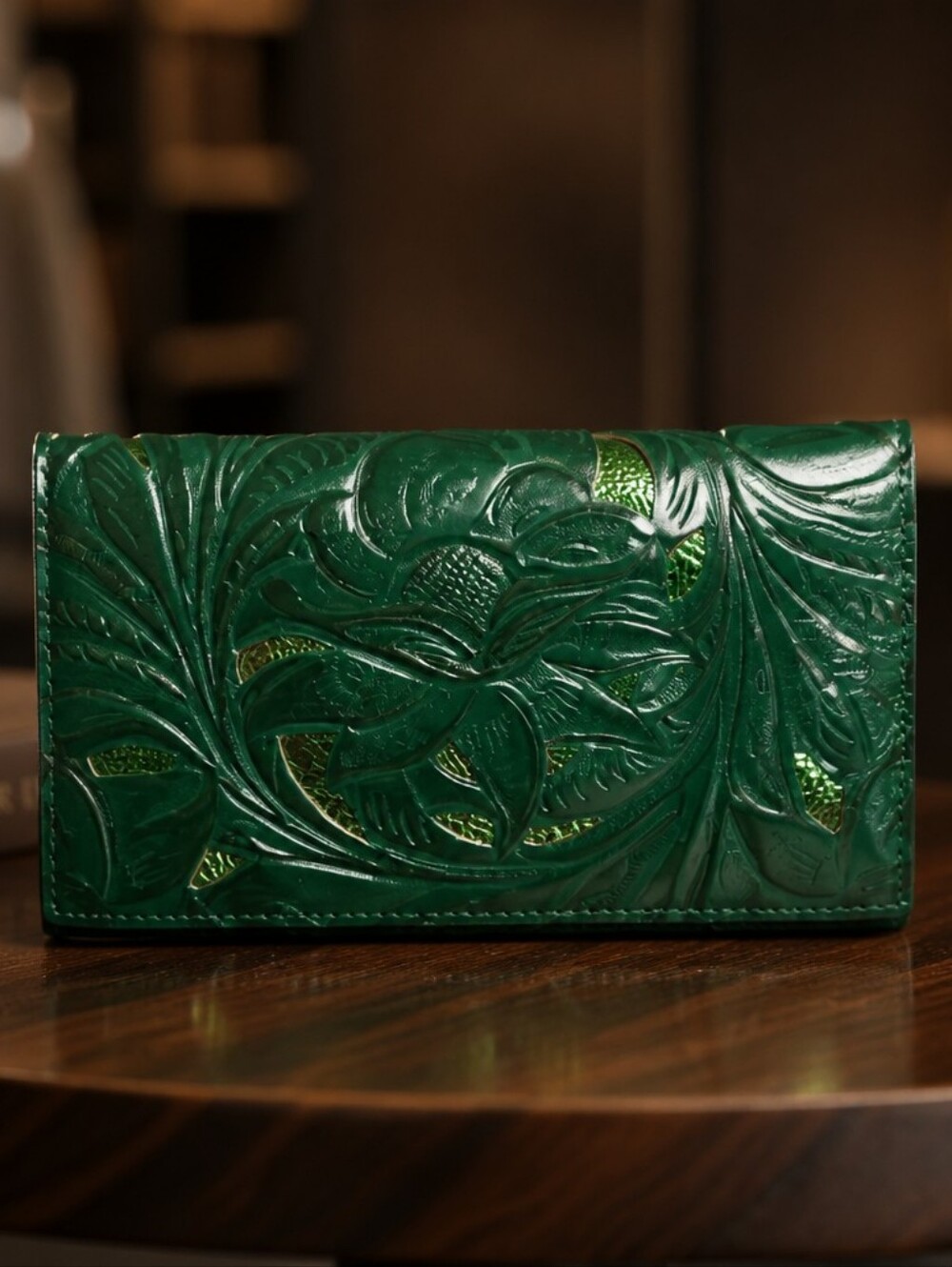 Patricia Nash Emerald Green Embossed Leather Wallet
